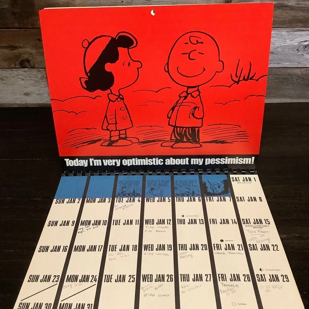 Vintage 1983 Snoopy & Friends Calendar Charles M. Schulz used, i show every page